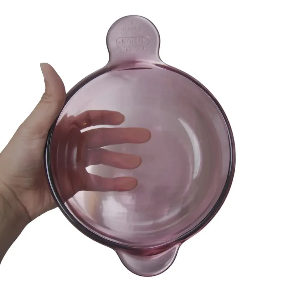 Vintage Corning Visions Cranberry Purple 1.5 Qt Covered Casserole Dish